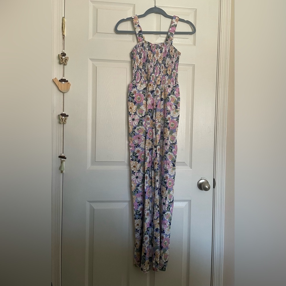 DOKOTOO size XS Pink and Lavender Floral Women's Jumpsuit with pockets